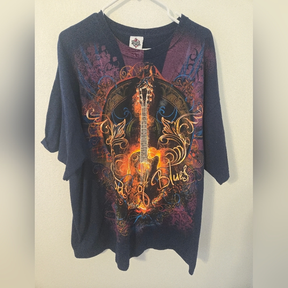 Vintage House Of Blues Shirt Mens 2XL Blue AOP Guitar Wings New Orleans XXL